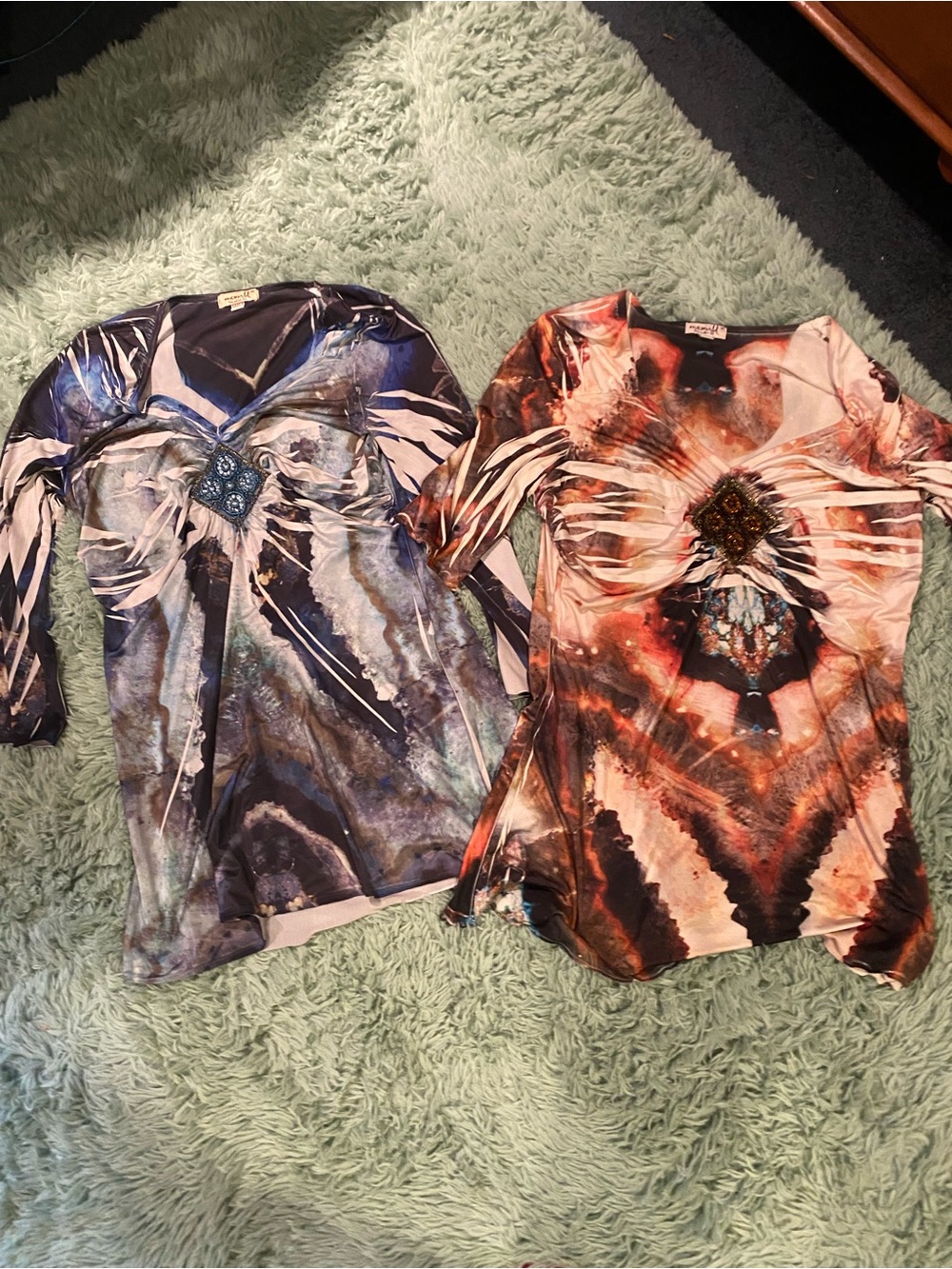 TWO Gorgeous One World Sublimation Tunic Tops - Medium